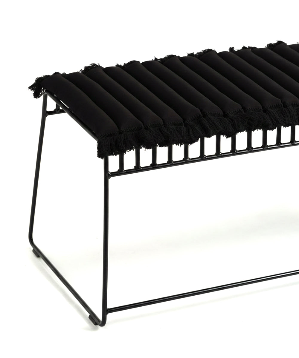 Bench cushion black – black fringe