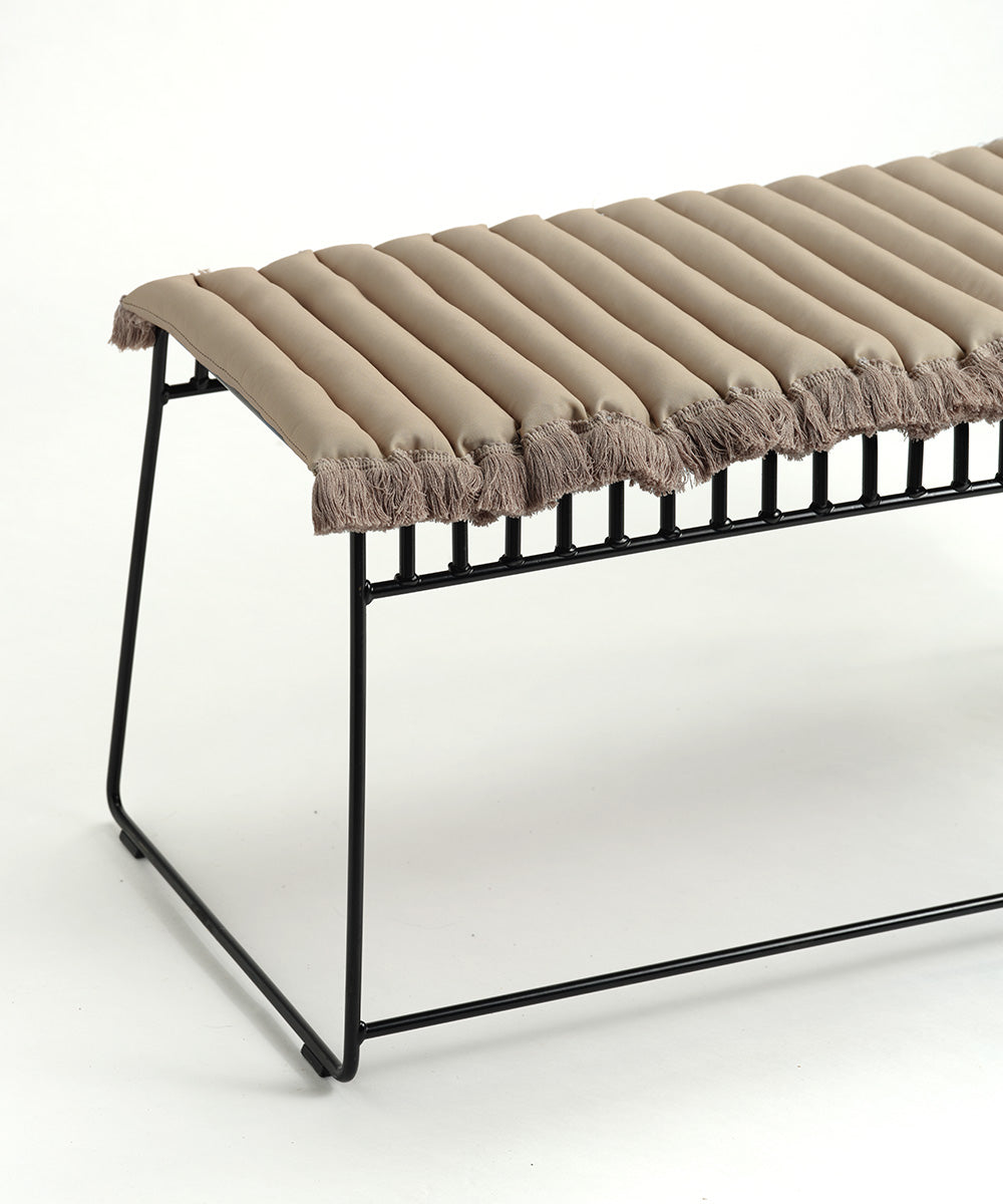 Bench cushion beige – beige fringe