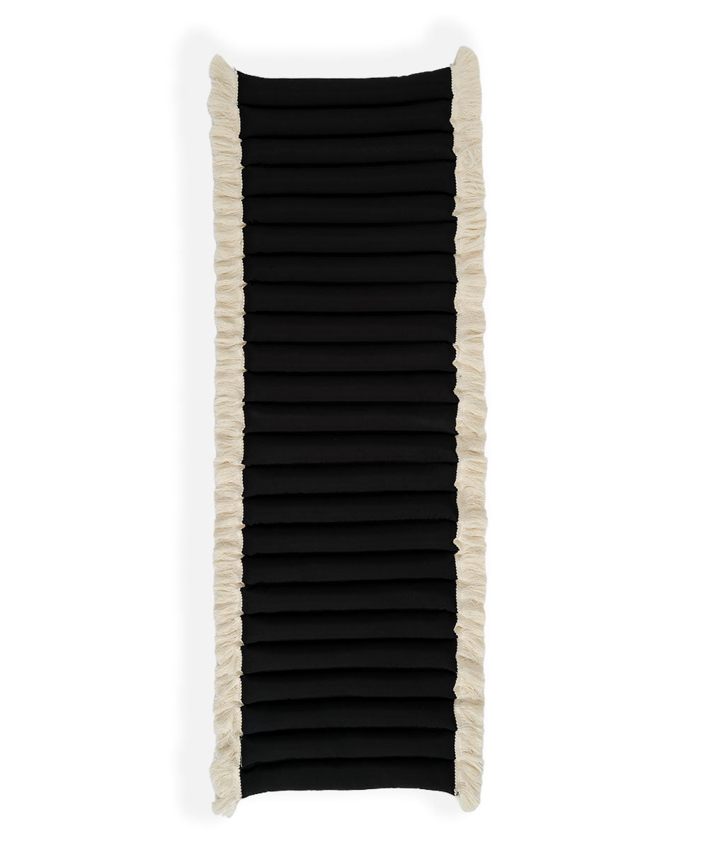 Bench cushion black – white fringe