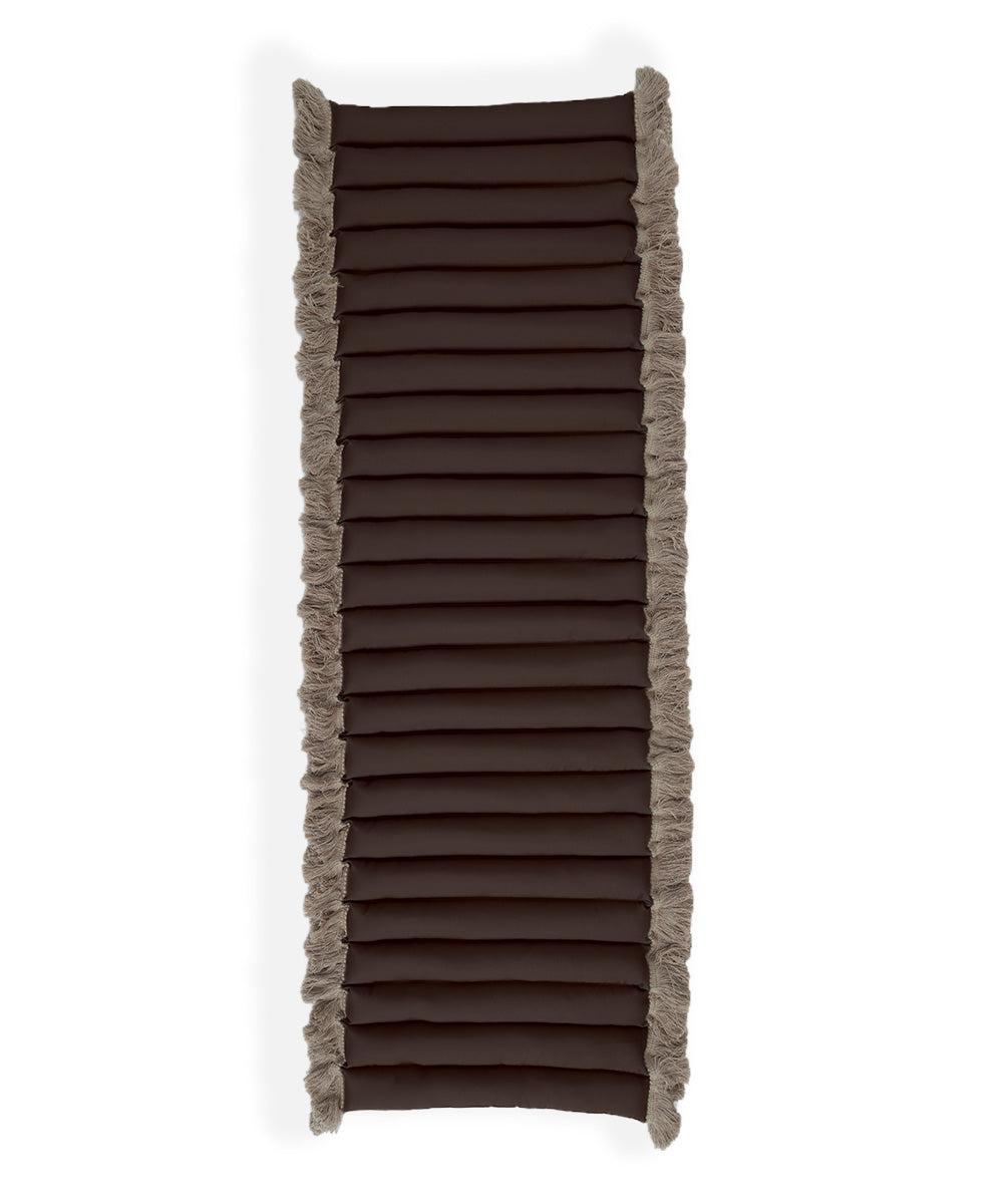 Bench cushion brown – beige fringe