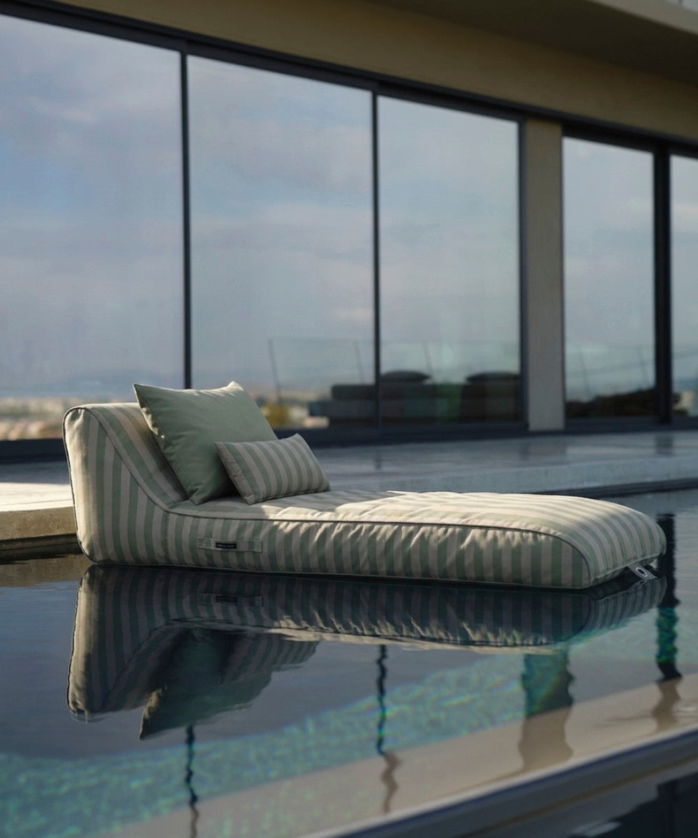 Inflatable Sun Lounger with pillows - Eucalyptus/Beige