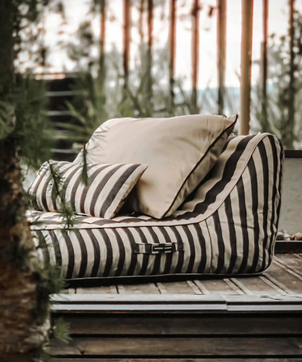 Inflatable Sun Lounger with pillows - Beige/Black