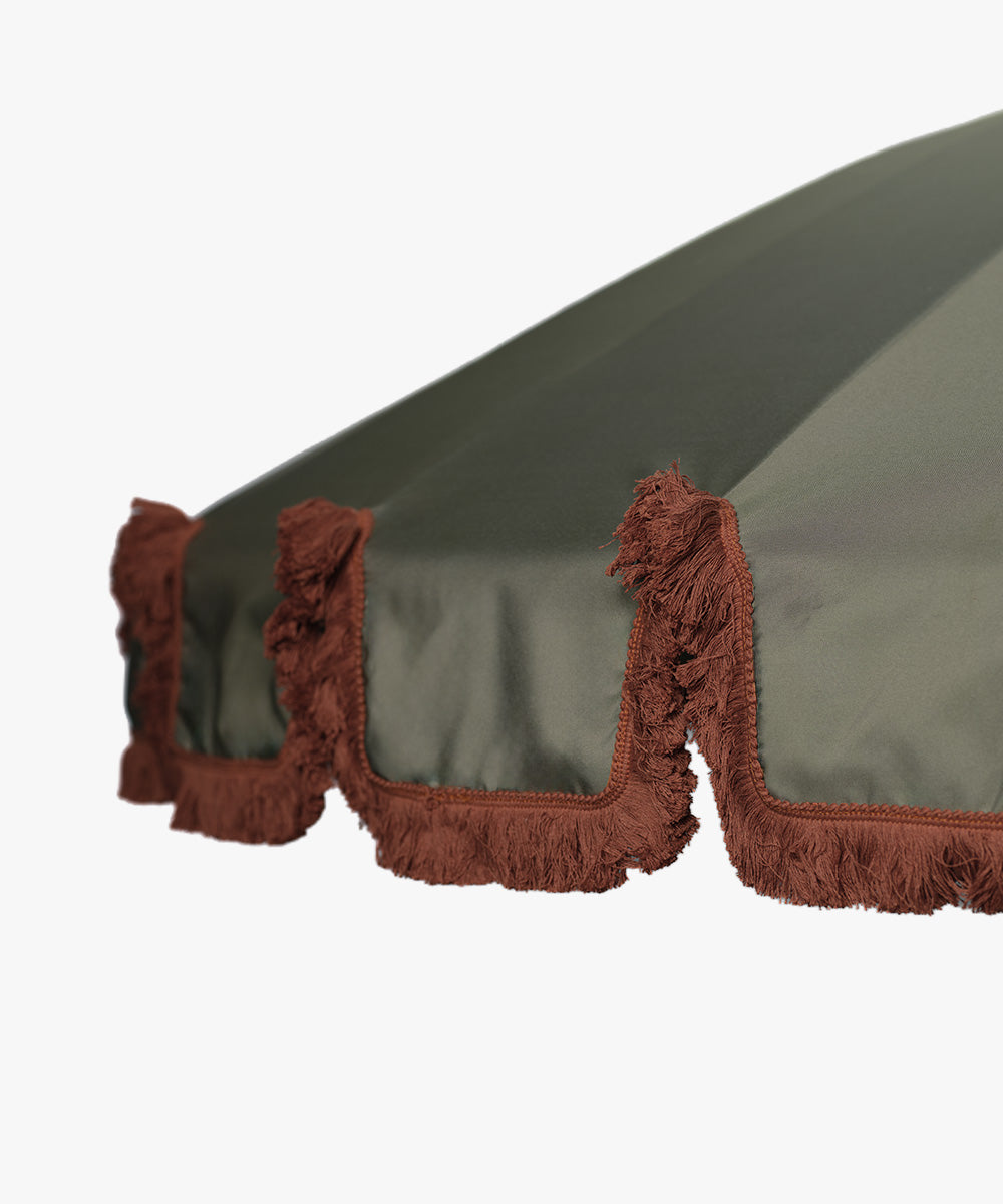 Garden Umbrella Eucalyptus - terracotta fringe