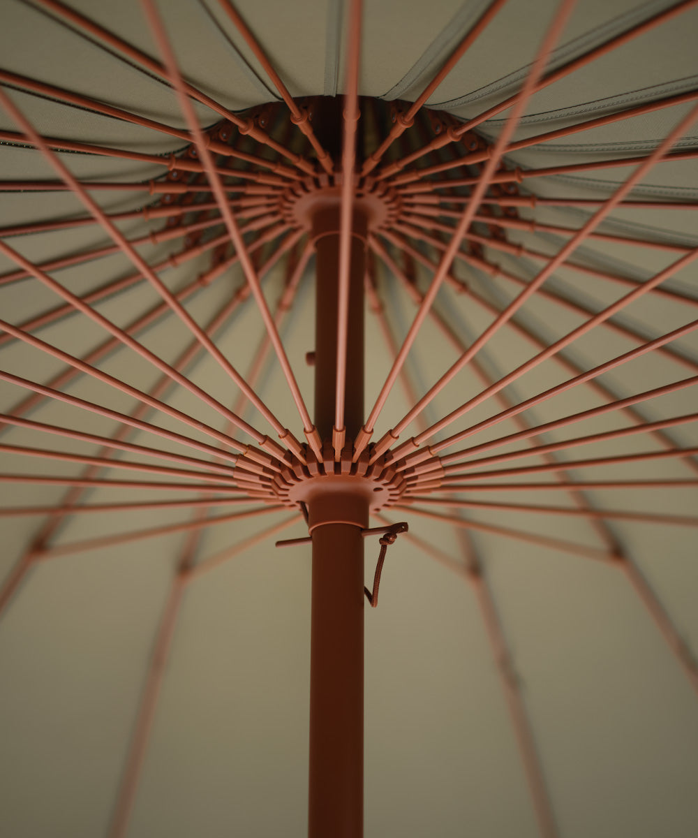 Garden Umbrella Eucalyptus - terracotta fringe