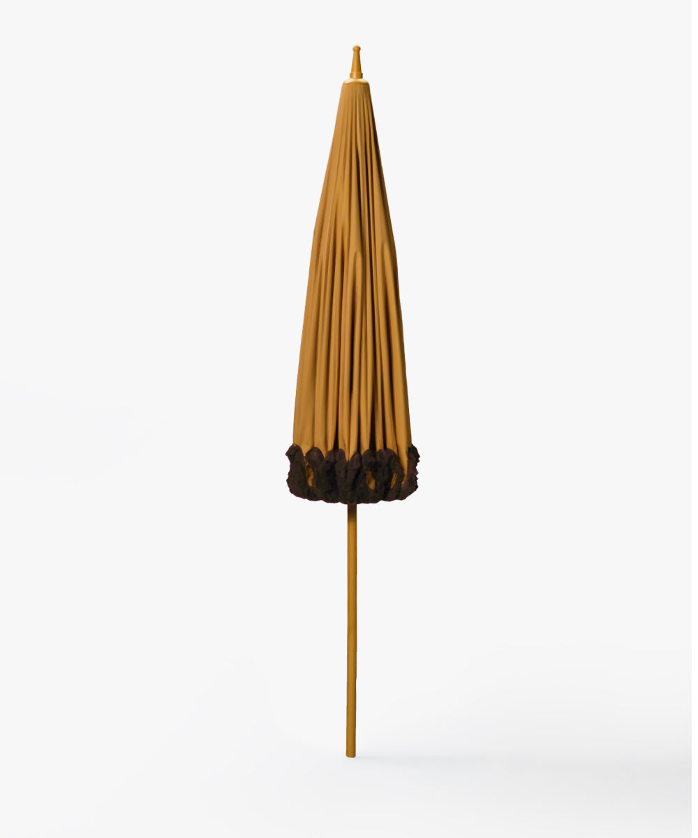 Garden Umbrella saffron yellow – with brown fringe