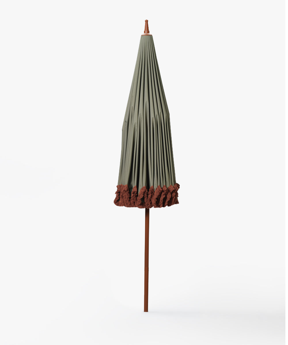 Parasoll Eukalyptus - med terrakotta frynser