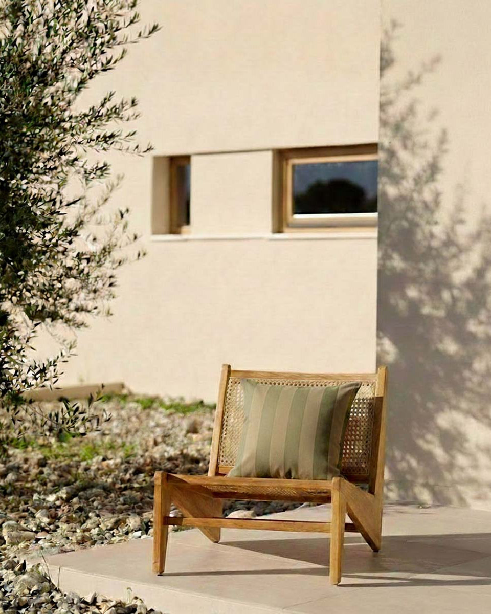 Stripet Pute 50x50 cm Eukalyptus/Beige