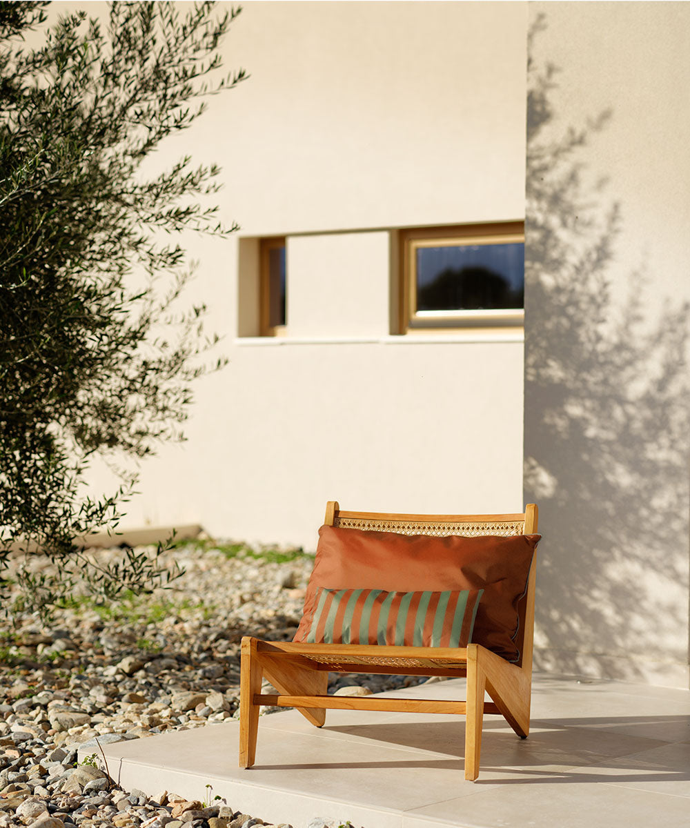 Striped Pillow 50x25 cm Eucalyptus/Terracotta