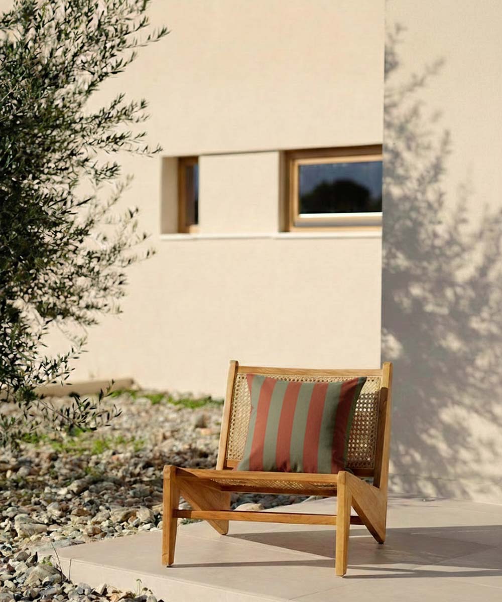 Striped Pillow 50x50 cm Eucalyptus/Terracotta