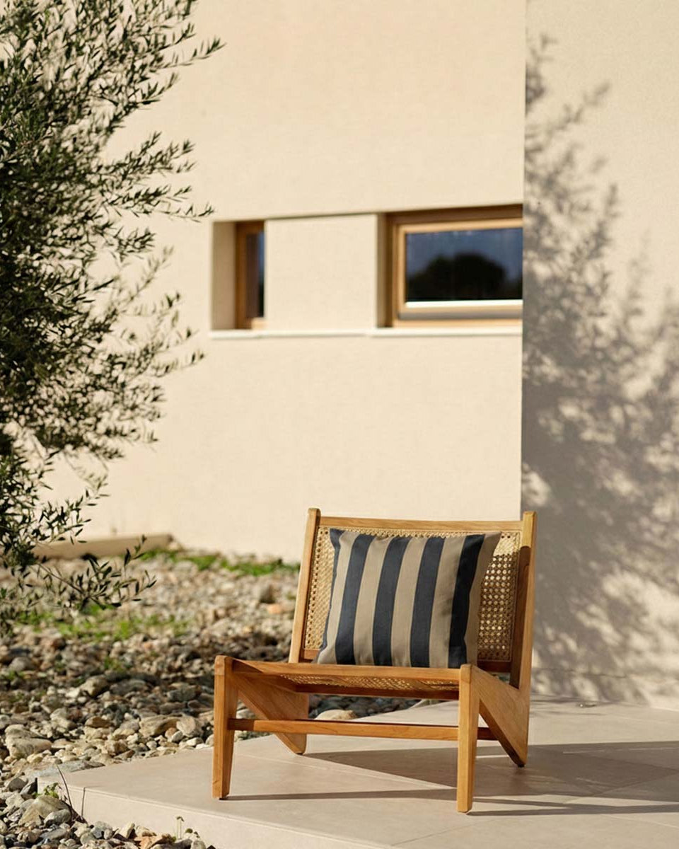 Stripet Pute 50x50 cm Svart/Beige