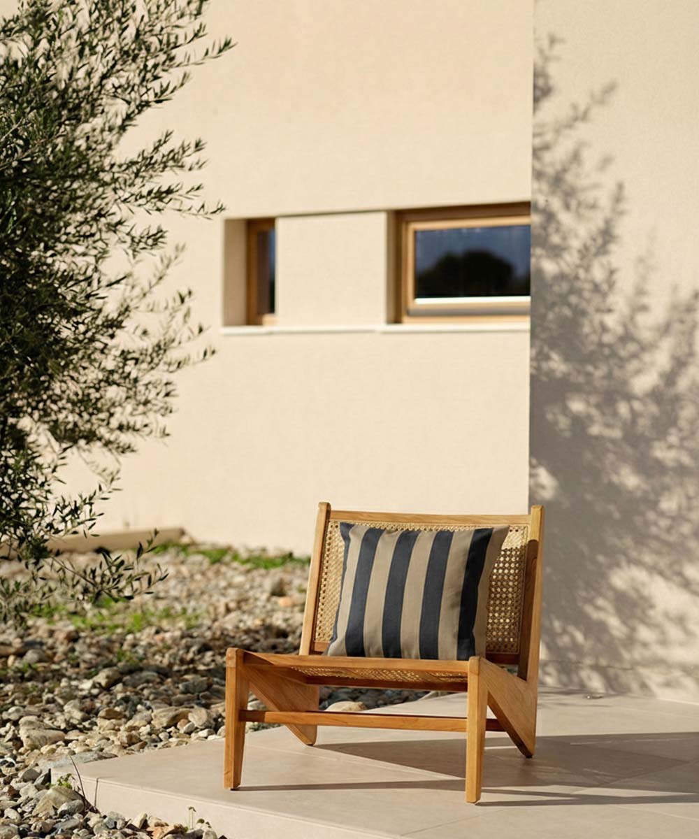 Striped Pillow 50x50 cm Black/Beige