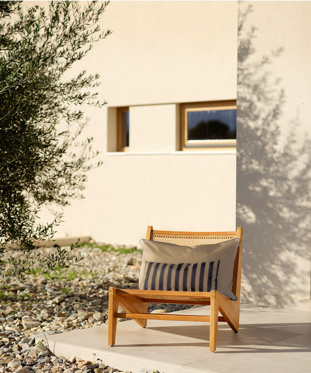 Striped Pillow 50x25 cm Black/Beige