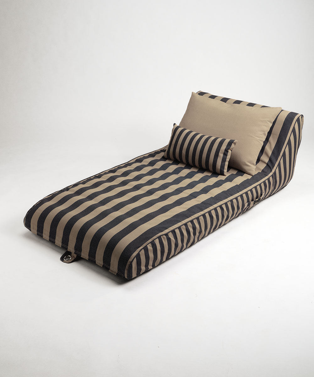Aufblasbare Sonnenliege mit Kissen - Beige/Schwarz