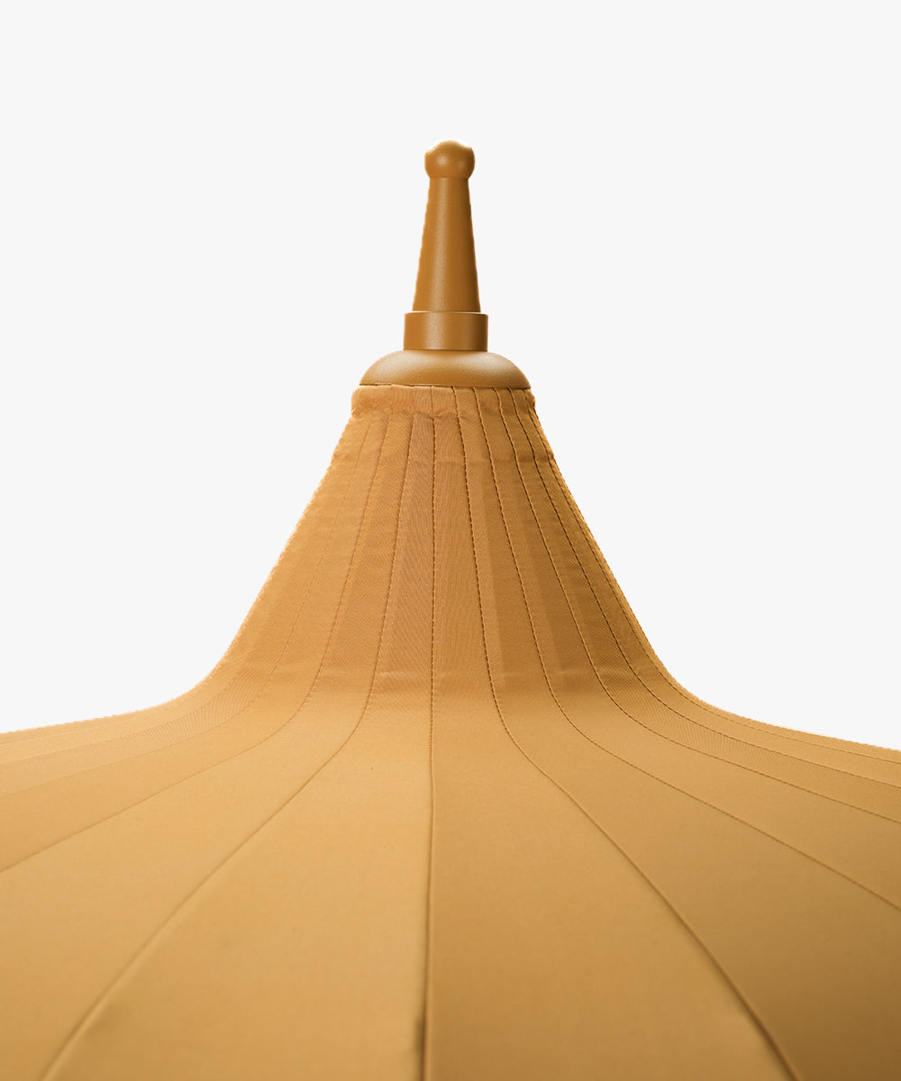 Garden Umbrella saffron yellow – with brown fringe