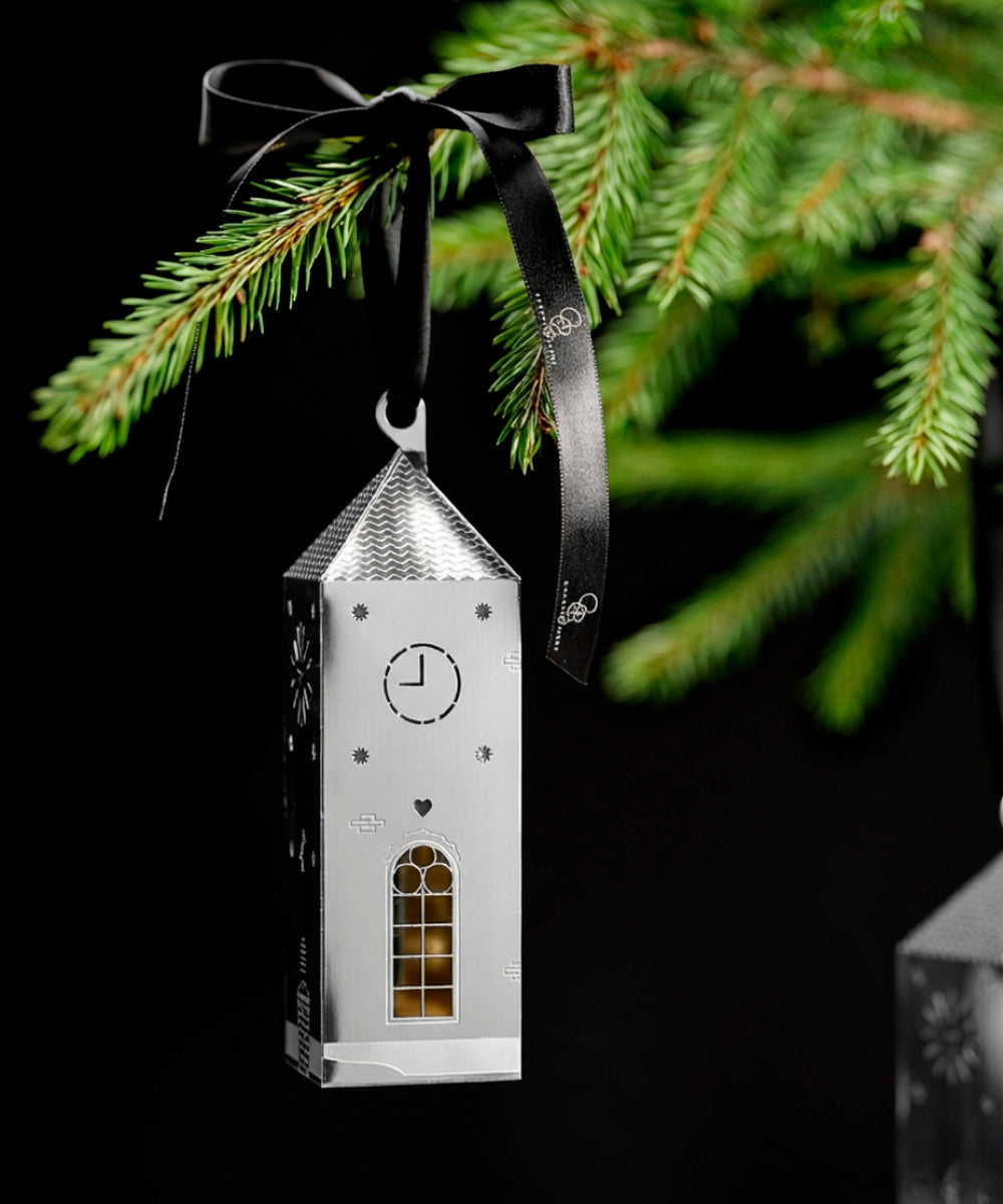 Gingerbread Church Ornament, Silver