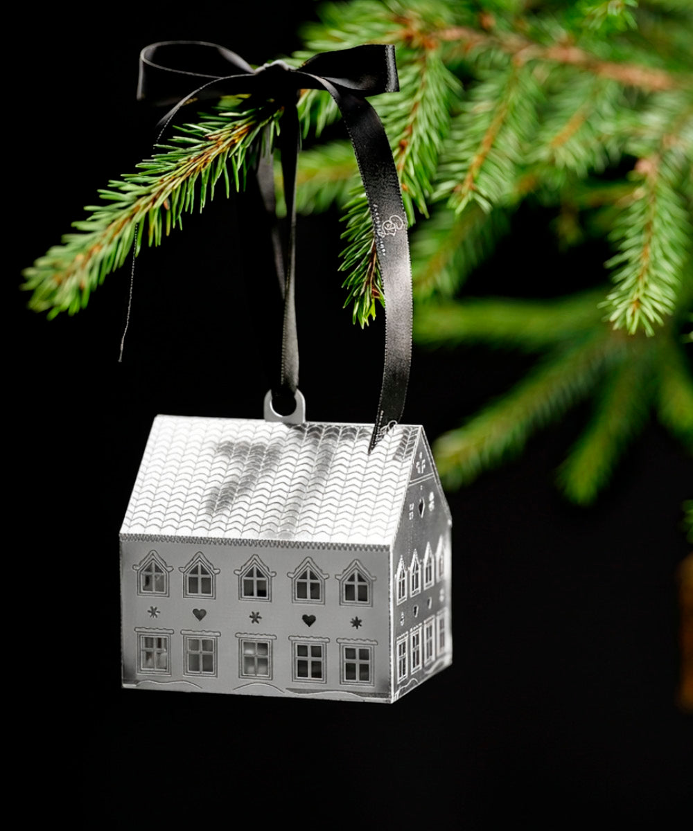 Lebkuchen Weihnachtshaus Ornament, Silber