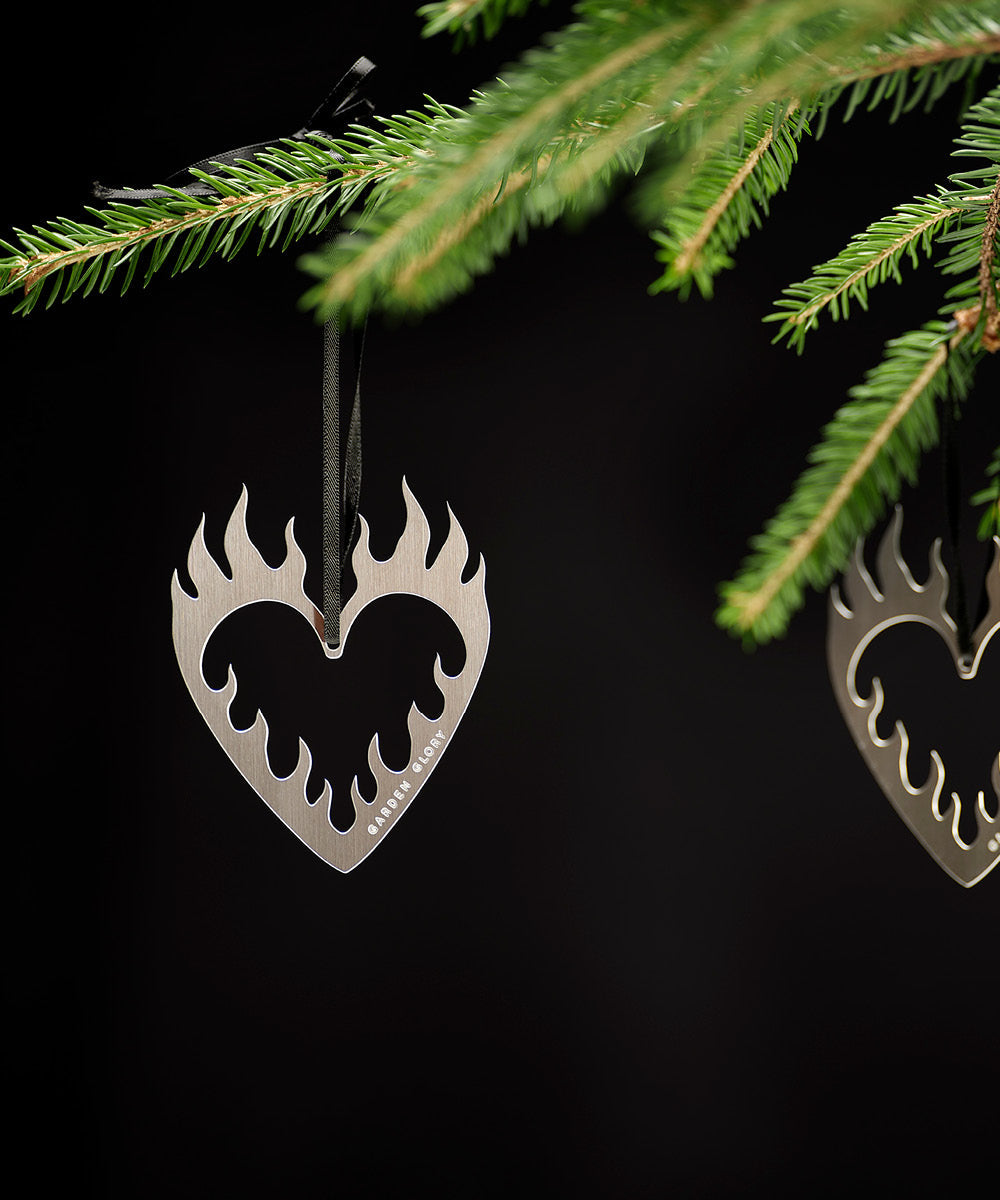 Flaming Heart Ornament Silver 3-p-2