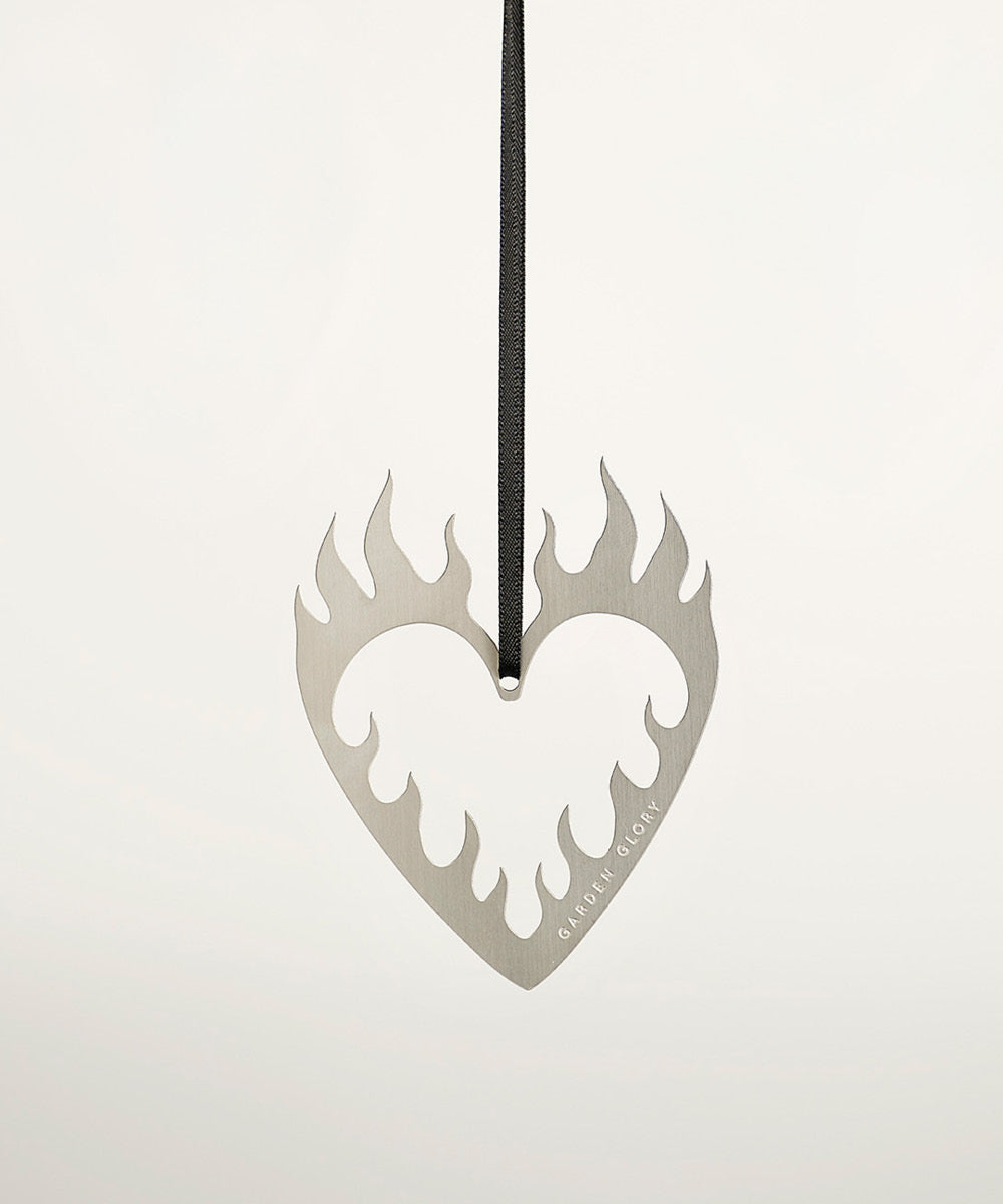 Flaming Heart Ornament Silver-1