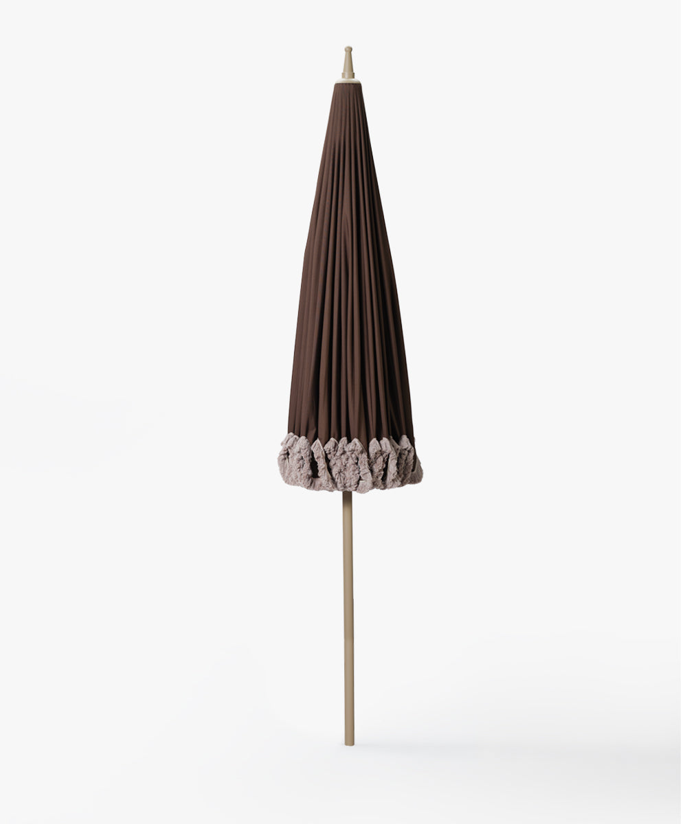 Garden Umbrella brown – with beige fringe-4