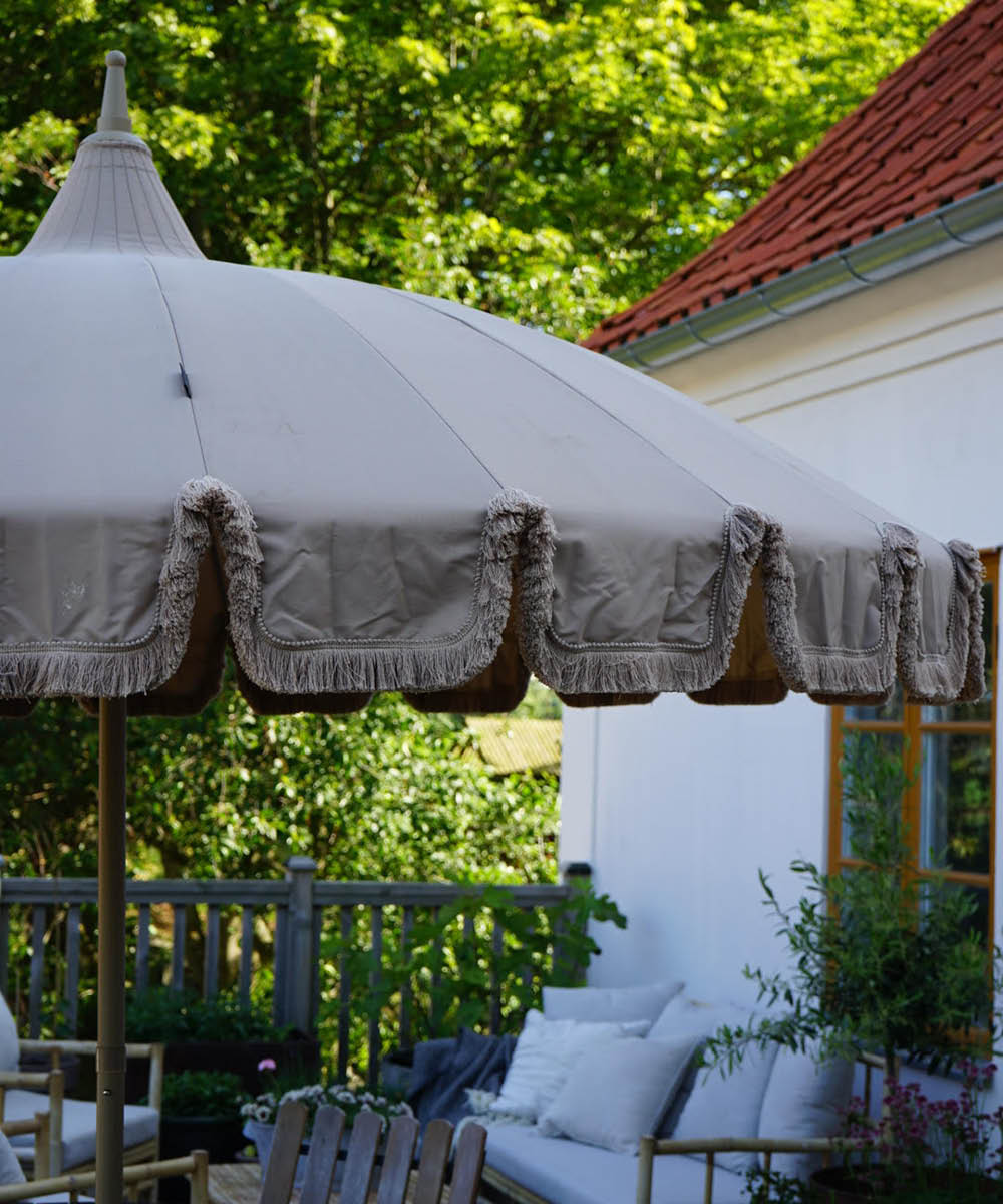 Garden Umbrella with fringe - Beige-8