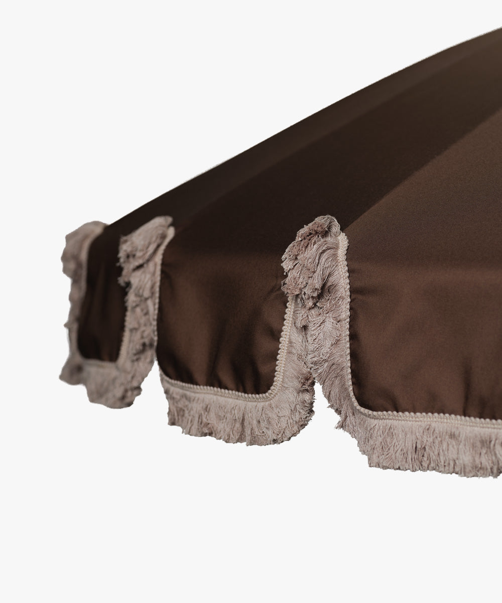 Garden Umbrella brown – with beige fringe-2