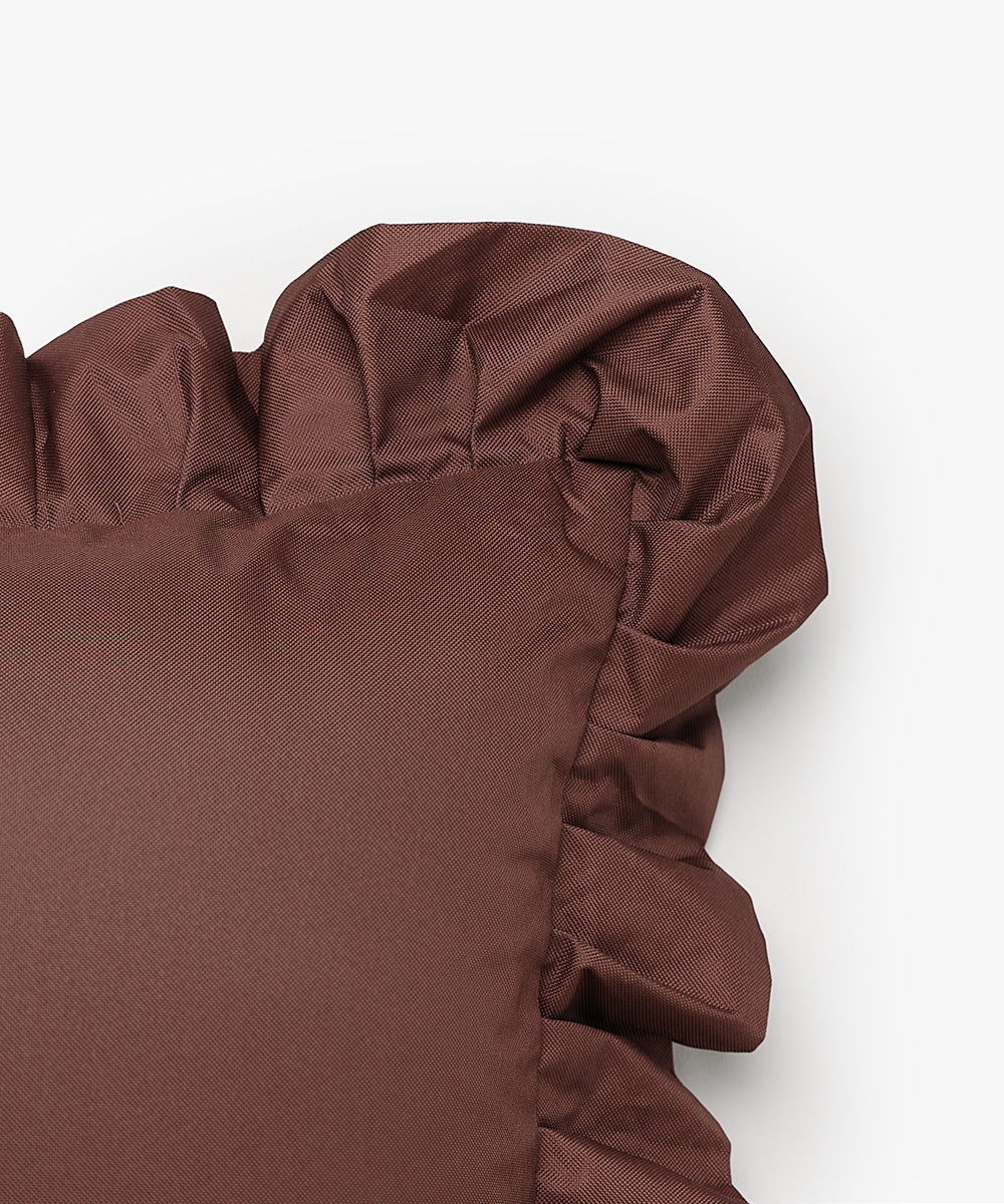 Outdoor Pillow Ruffle Brown-2