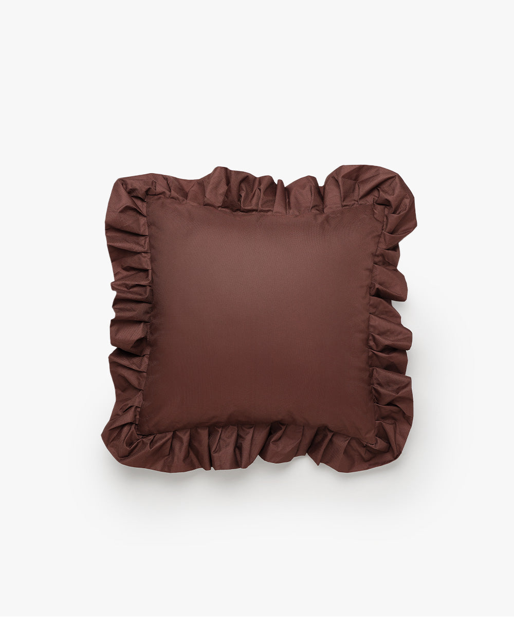 Outdoor Pillow Ruffle Brown-1