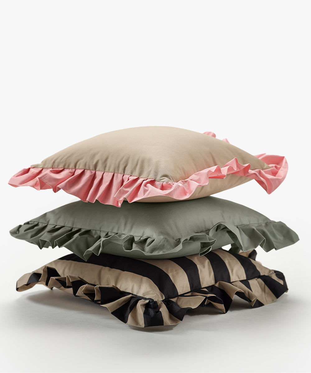 Outdoor Pillow Ruffle Pink/Beige-3