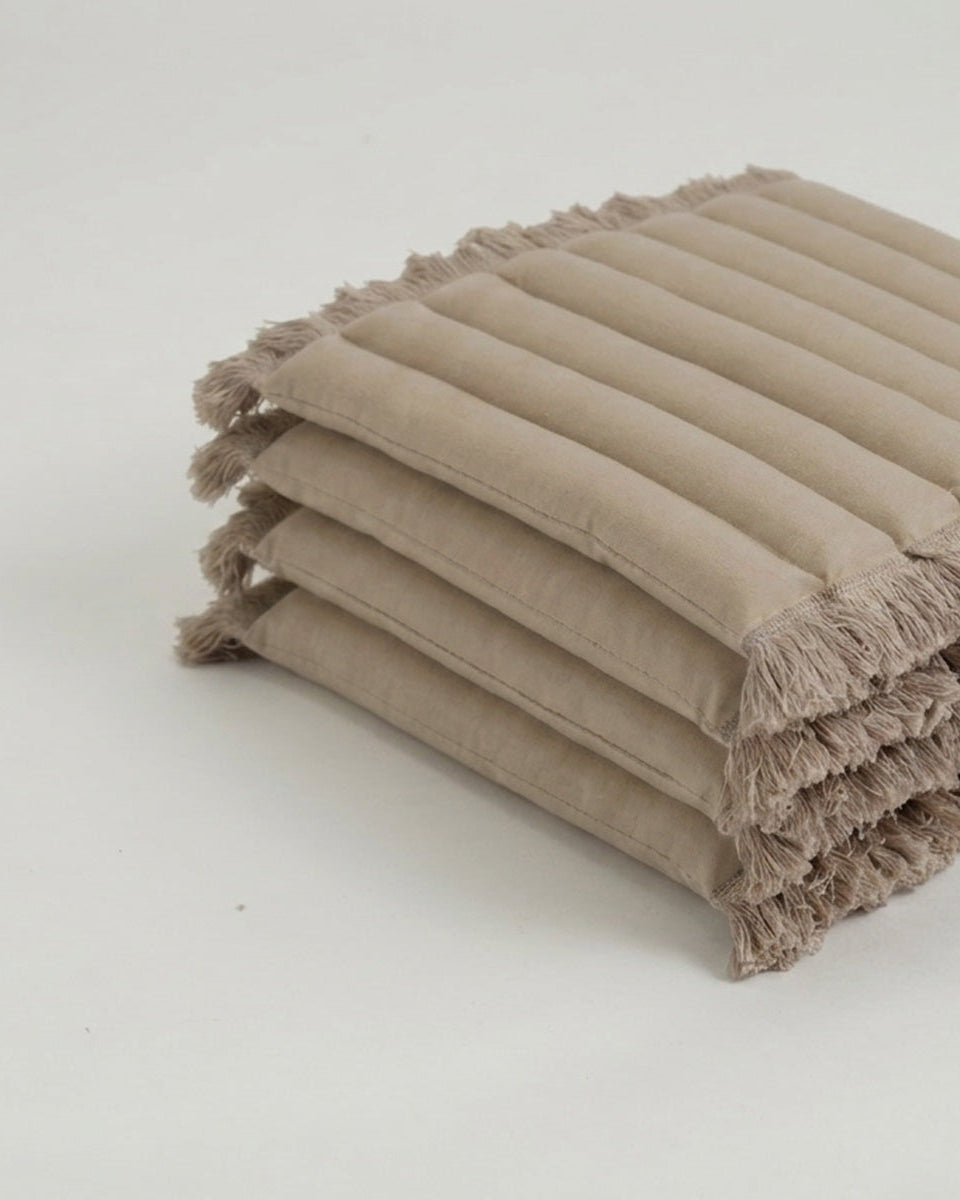 4er-Pack Sitzkissen Beige Mit Fransen