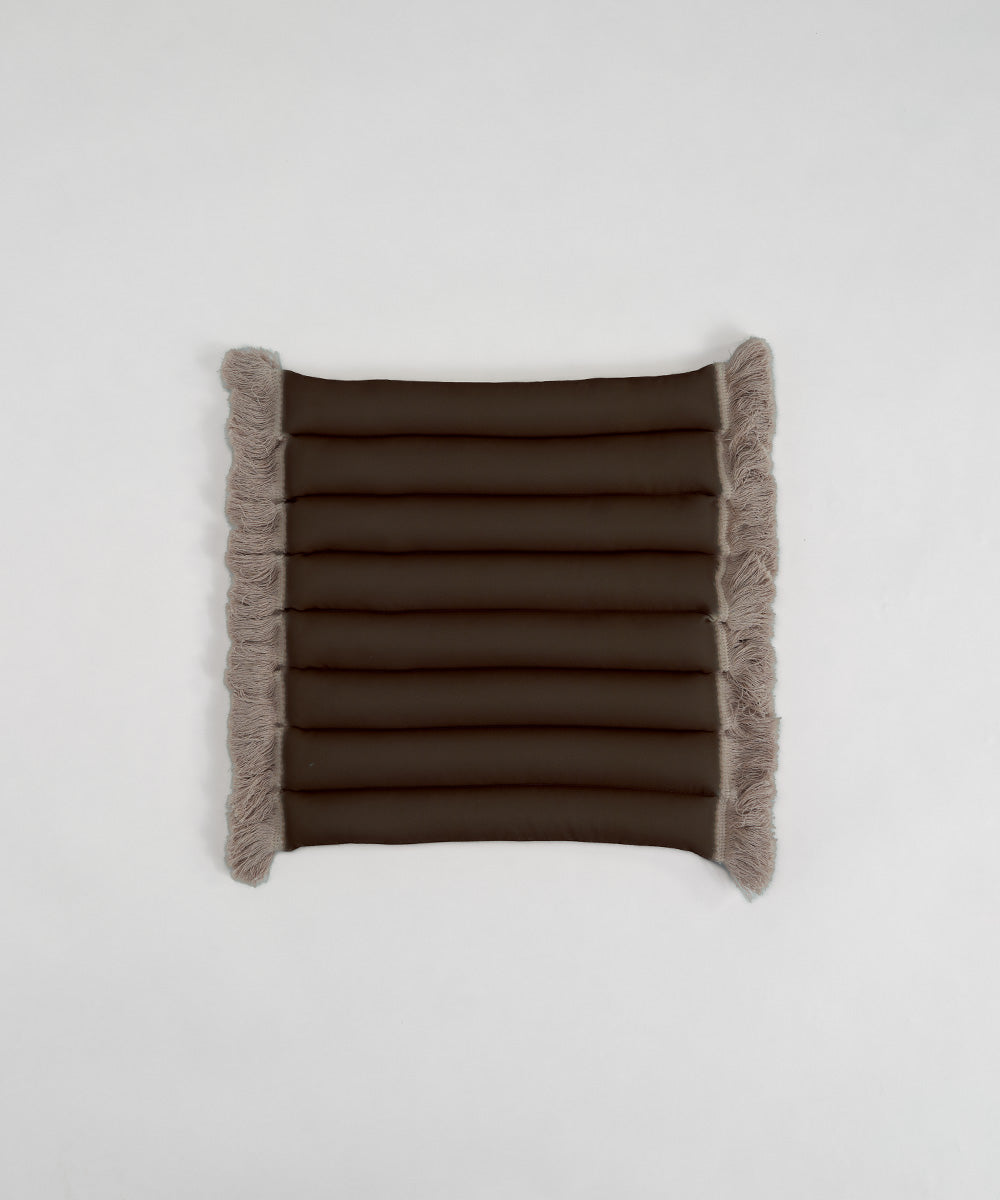 Sitzkissen braun – Beiger Fransen