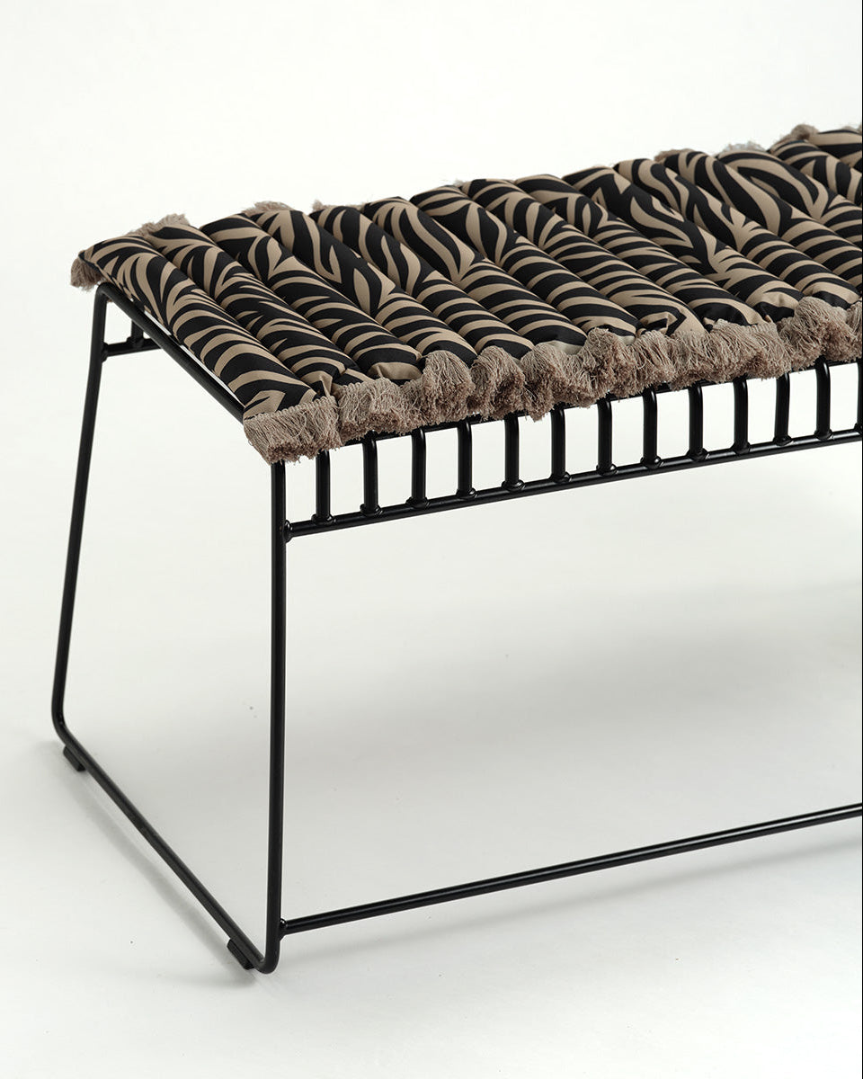Bench Cushion Zebra With Beige Fringe