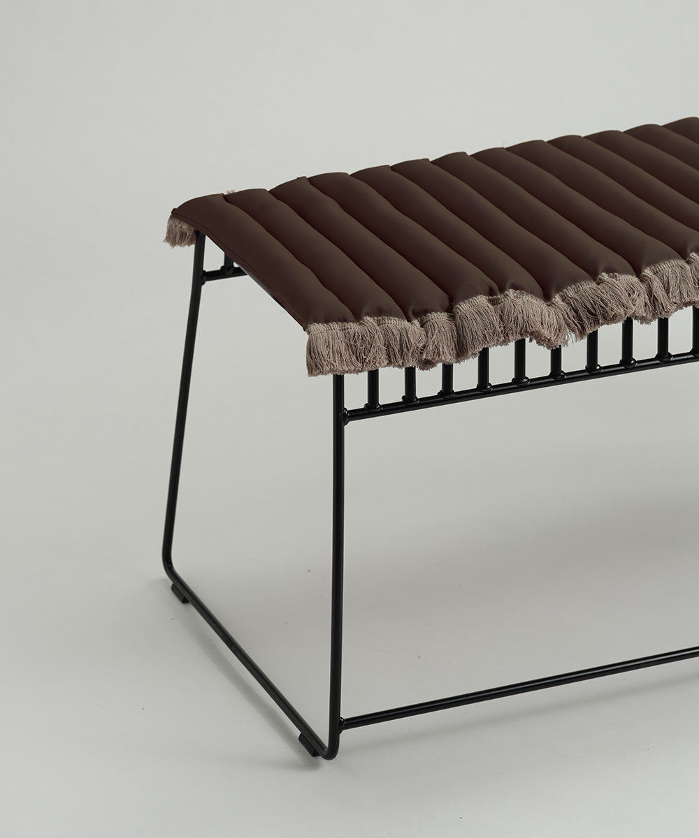 Bench cushion brown – beige fringe