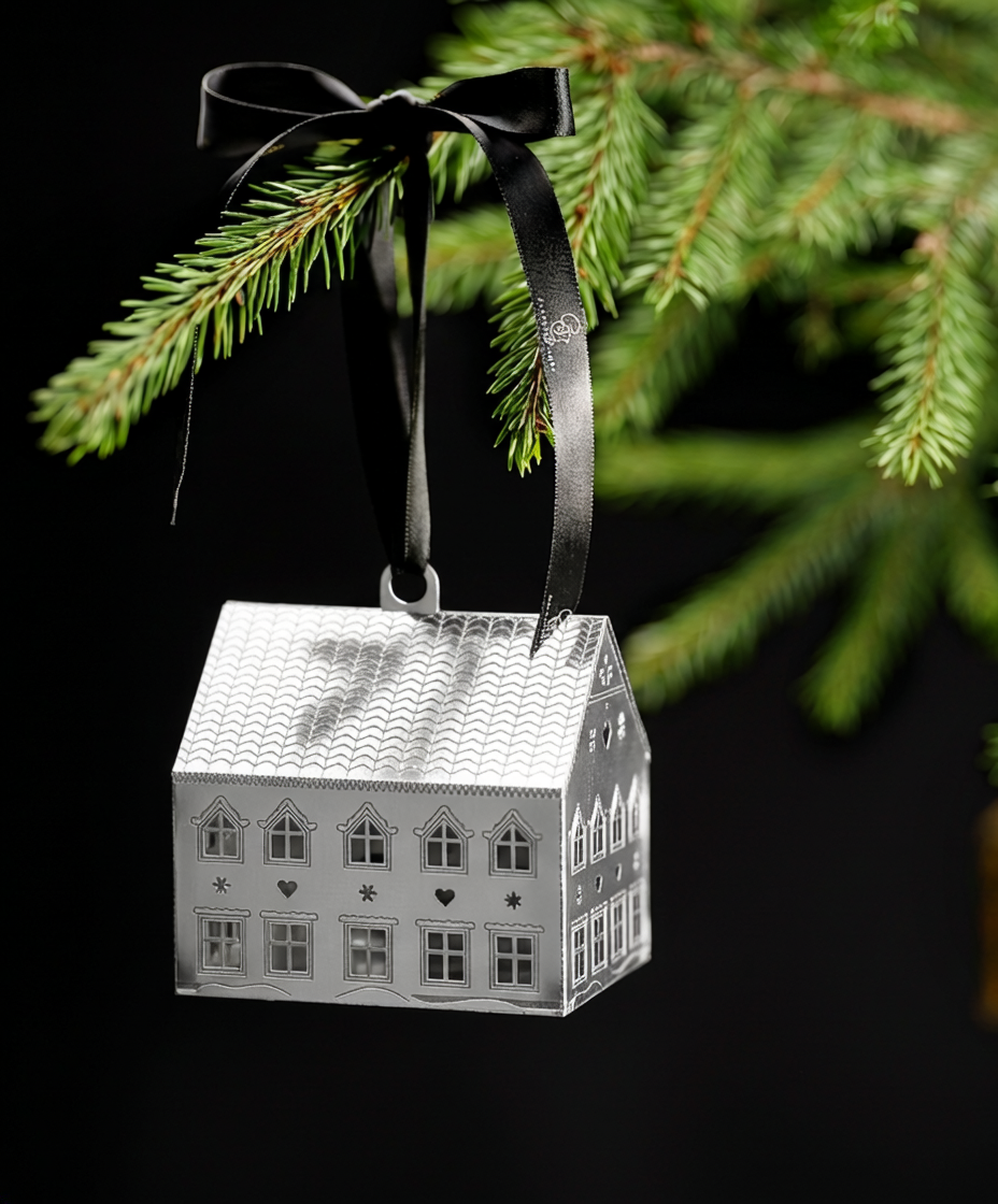 Lebkuchen Weihnachtshaus Ornament, Silber