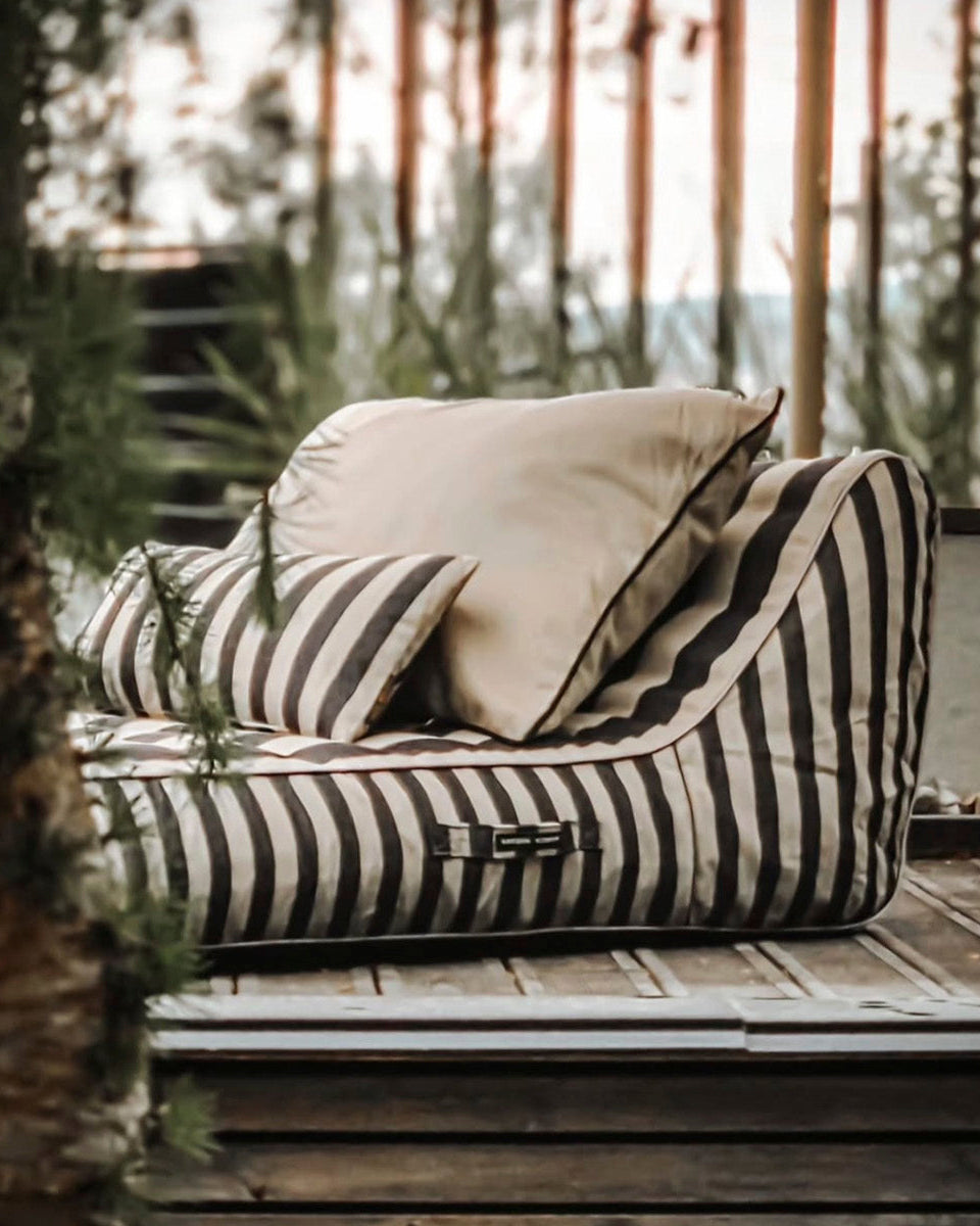 Aufblasbare Sonnenliege mit Kissen - Beige/Schwarz
