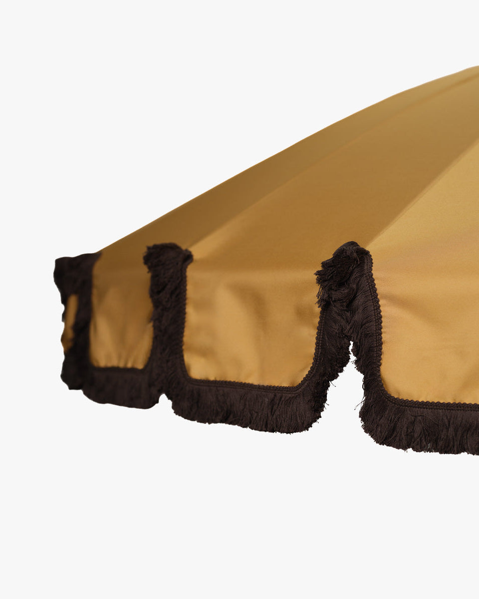 Garden Umbrella Saffron Yellow With Brown Fringe