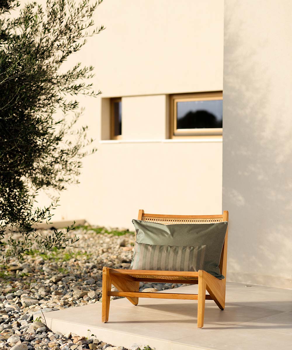 Striped Pillow 50x25 cm Eucalyptus/Beige