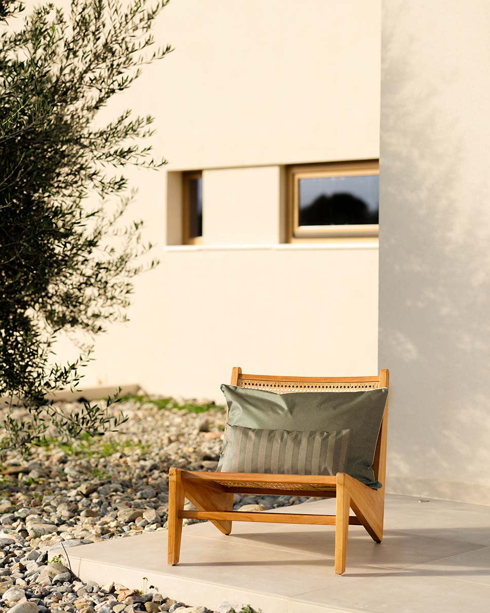 Randig Kudde 50x25 cm Eucalyptus/Beige