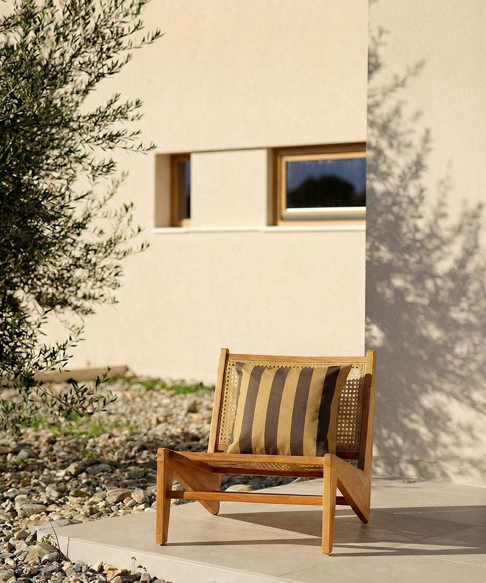 Striped Pillow 50x50 cm Saffron/Brown