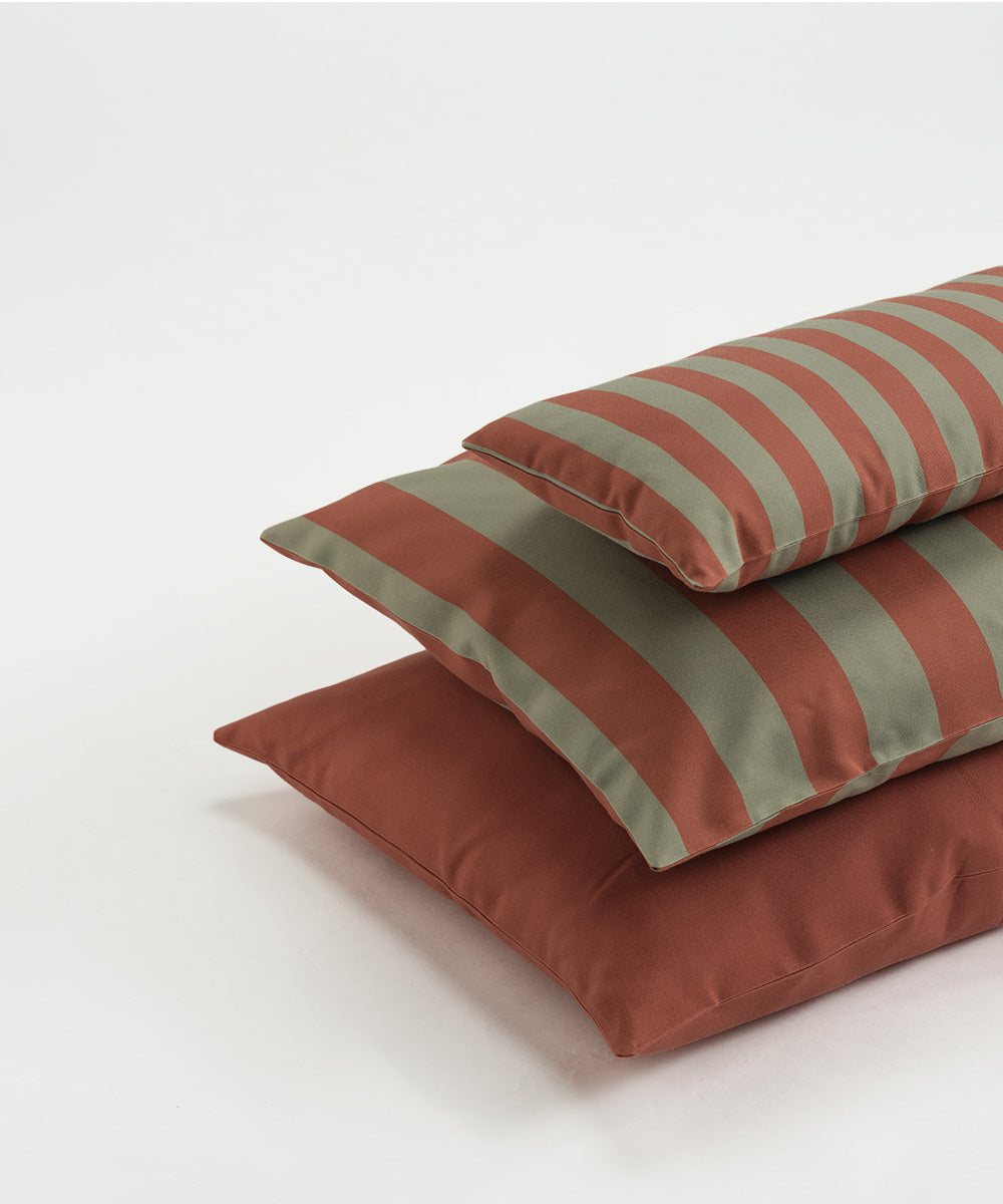 Striped Pillow 50x25 cm Eucalyptus/Terracotta