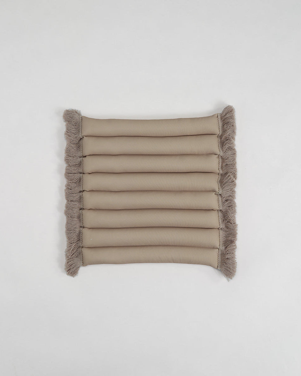 Sitzkissen Beige Mit Fransen