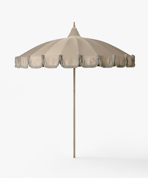 Garden GLORY Garden Umbrella Beige – With Beige Fringe