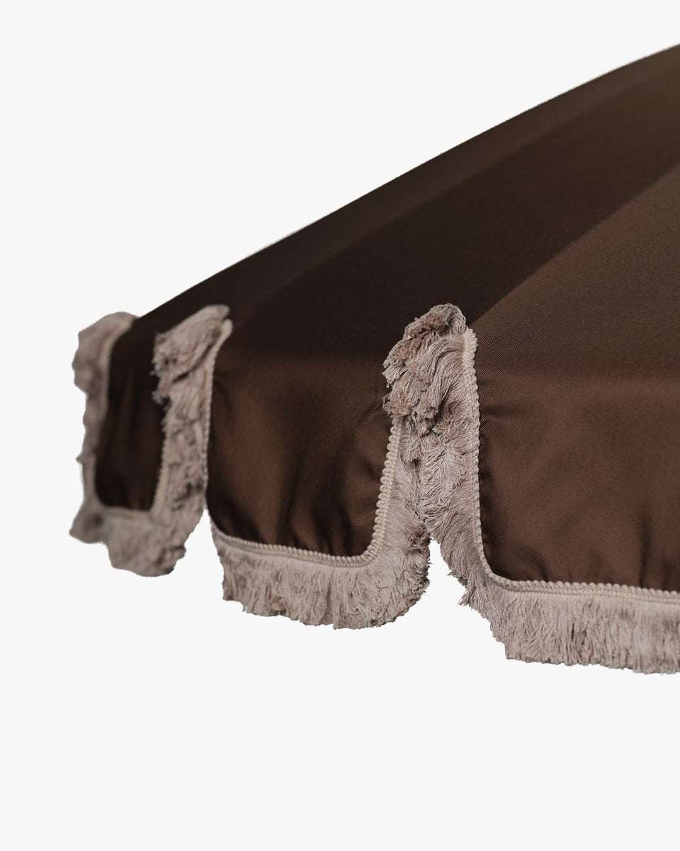 Garden Umbrella brown – with beige fringe-2
