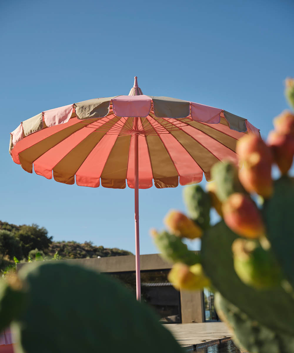 Garden Umbrella with stripes - pink/beige-7