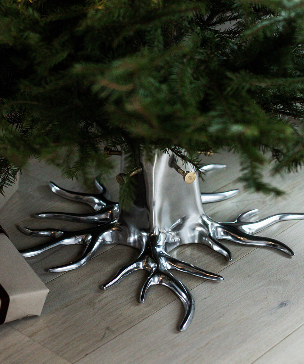 Christmas Tree Stand The Root - Silver | Modern Elegant Holiday Decor