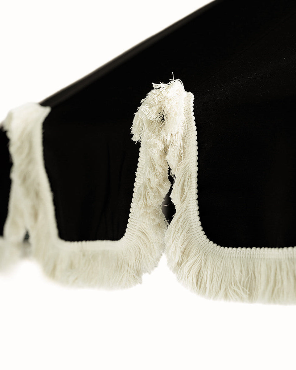 Garden Umbrella with fringe - black-2
