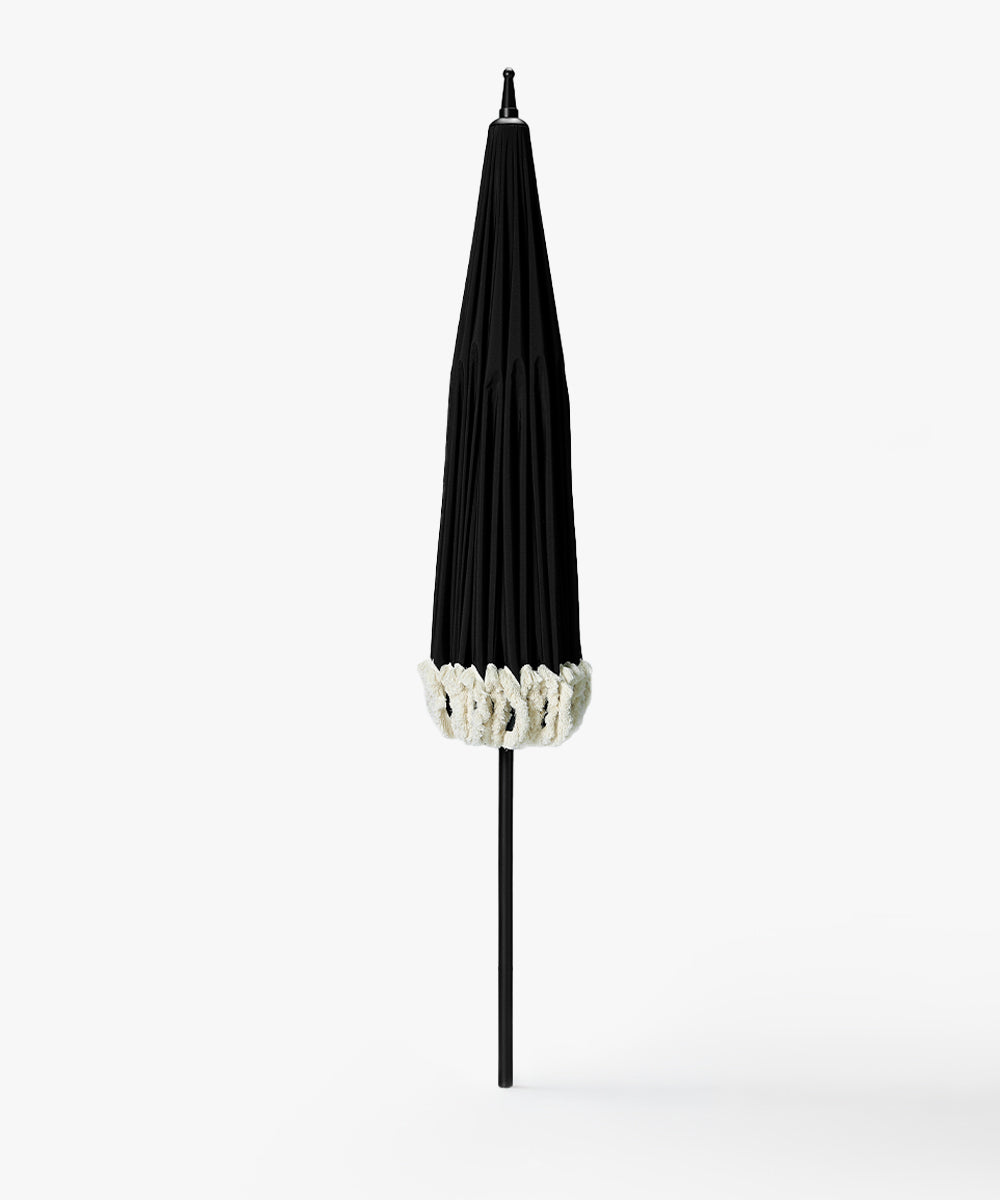 Garden Umbrella with fringe - black-4