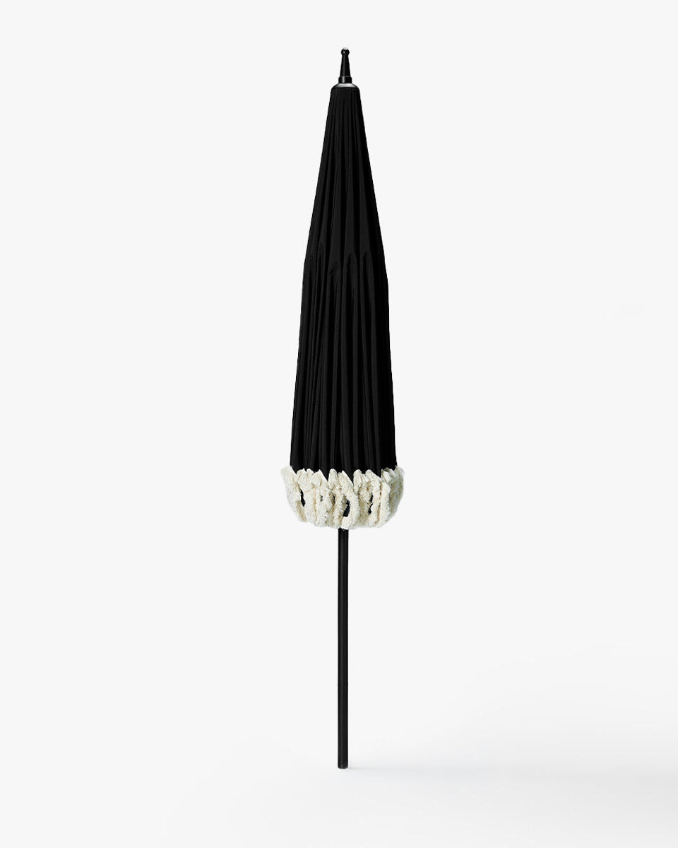 Garden Umbrella with fringe - black-4