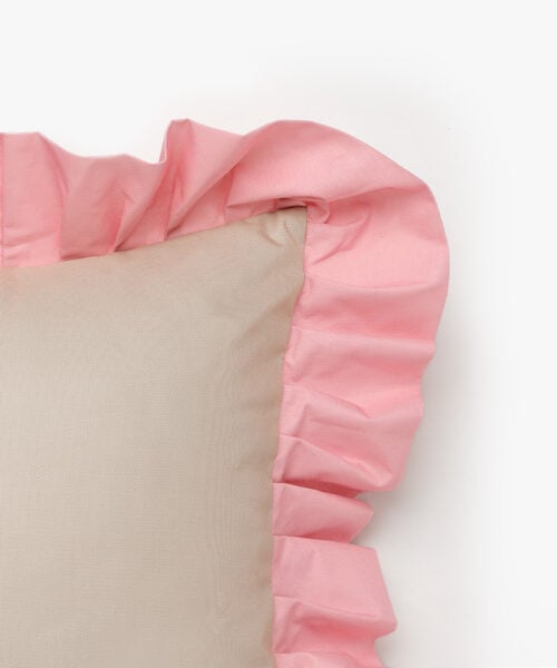 Outdoor Pillow Ruffle Pink/Beige-2